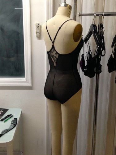 Evelyn Bodysuit in black stretch mesh...and more French lace.