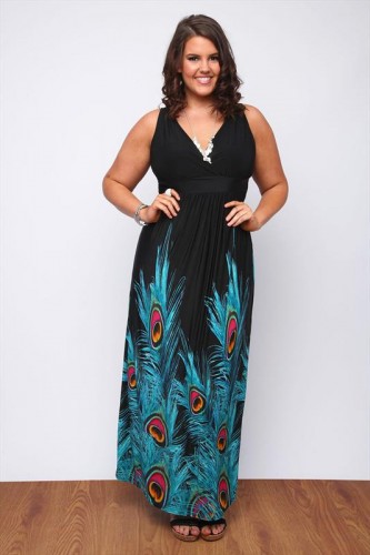 plus size peacock dress