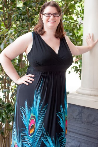 plus size peacock maxi dress